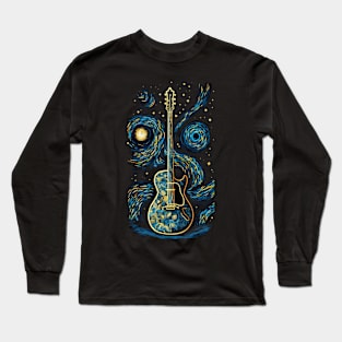 Starry Guitar Gifts Guitarist Rock Concert Festival Guitar Long Sleeve T-Shirt